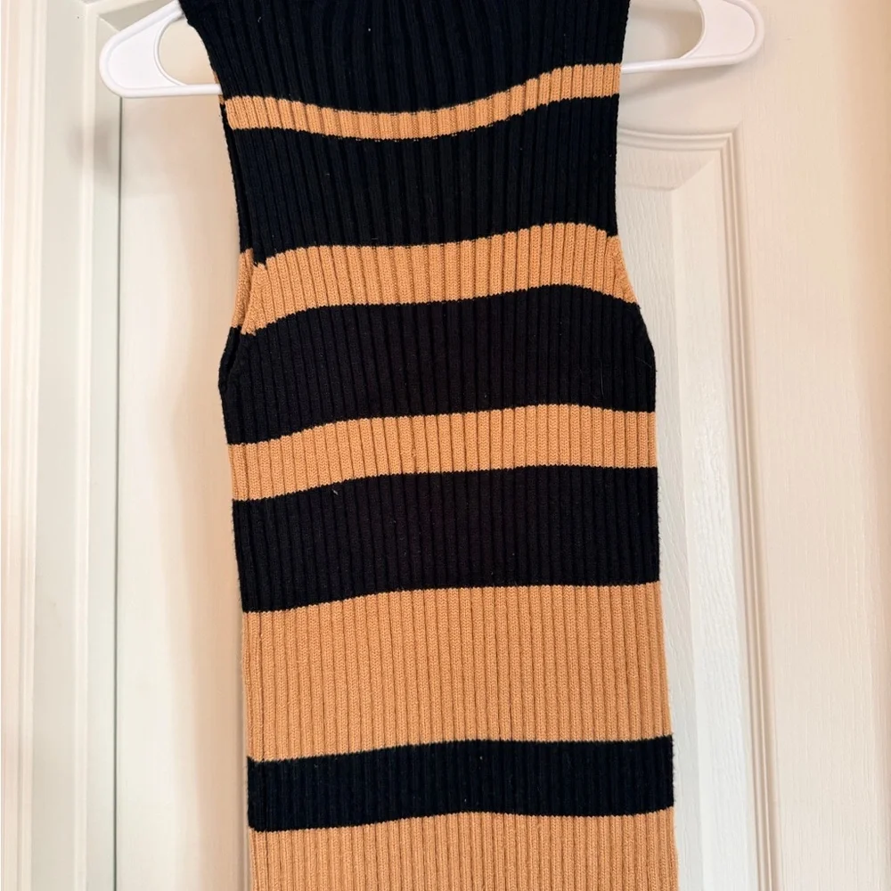 Lumiere Black and Camel Striped Ribbed Maxi Dress - Picture 6 of 8